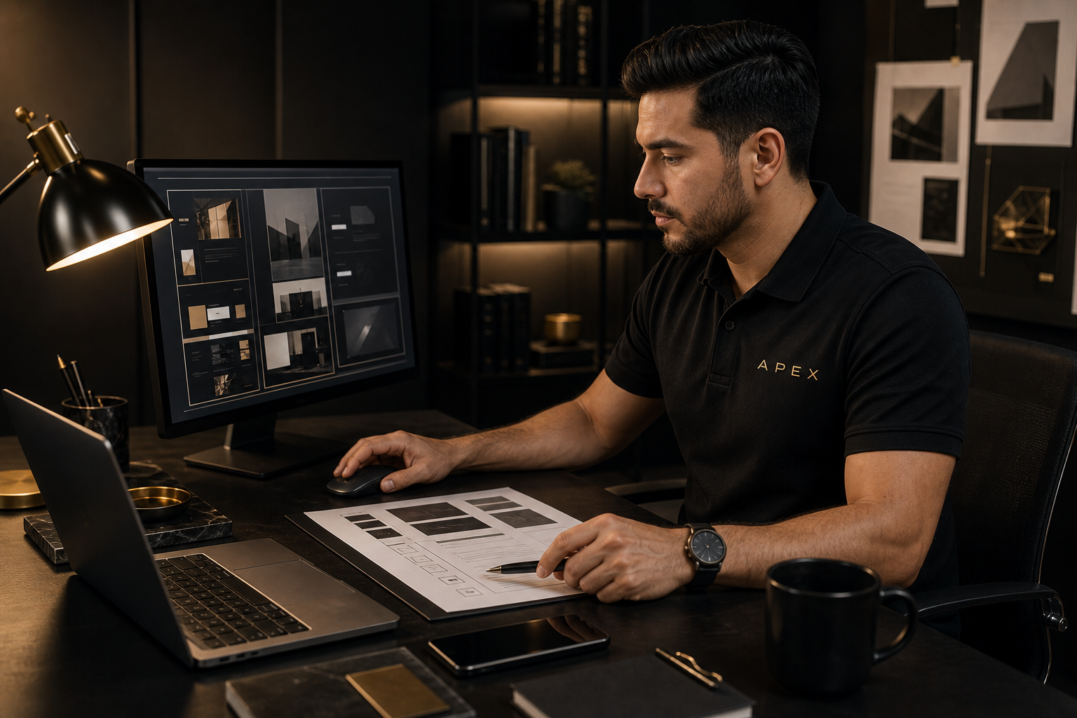 AVM studio workstation with responsive website layouts